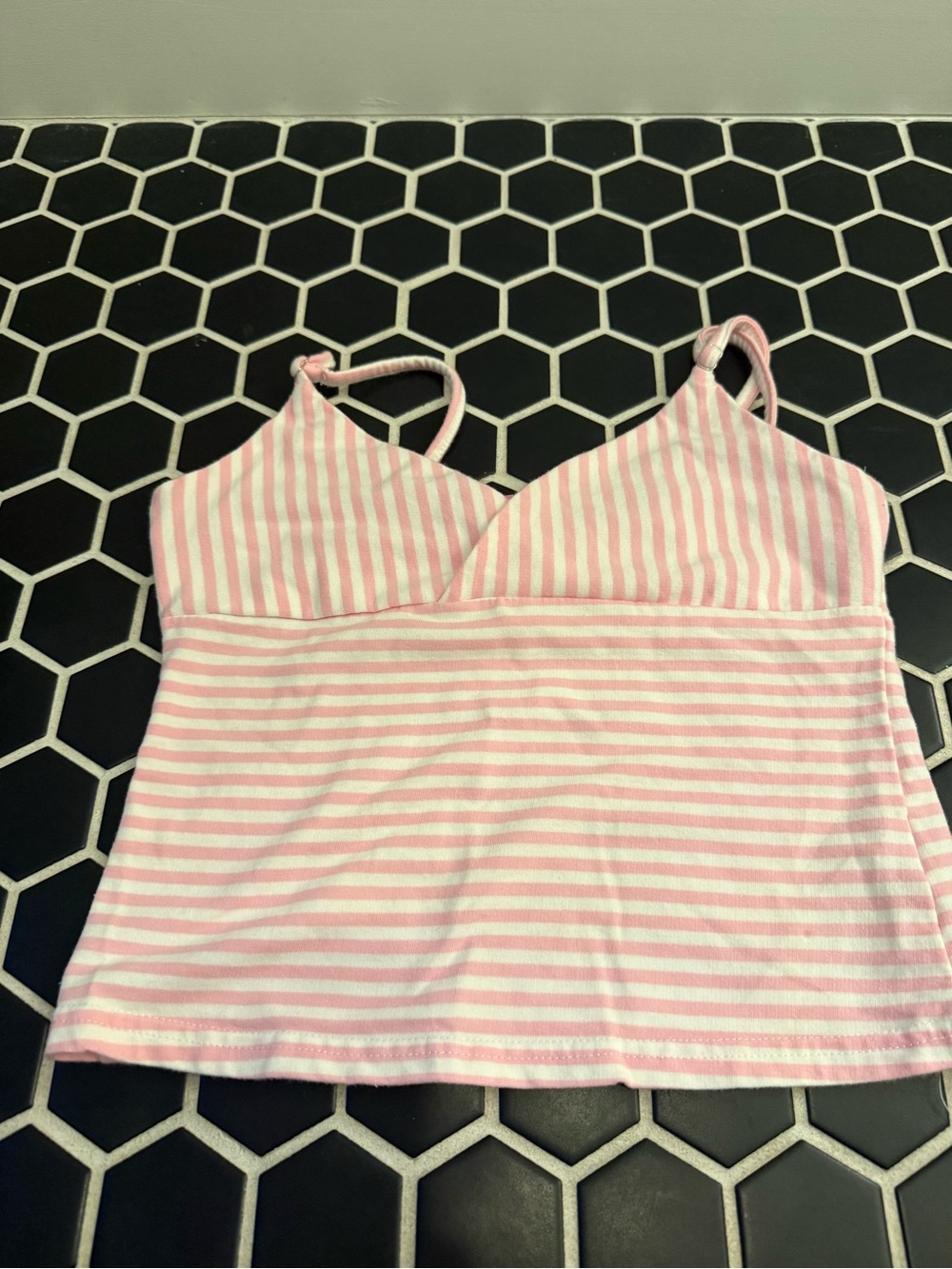 Edikted Pink and White Striped Cotton Bralette Tank